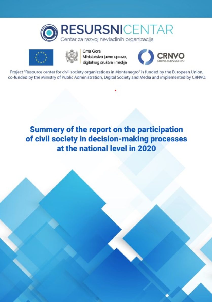 Summary Of The Report On The Participation Of Civil Society In Decision Making Processes At The National Level In 2020