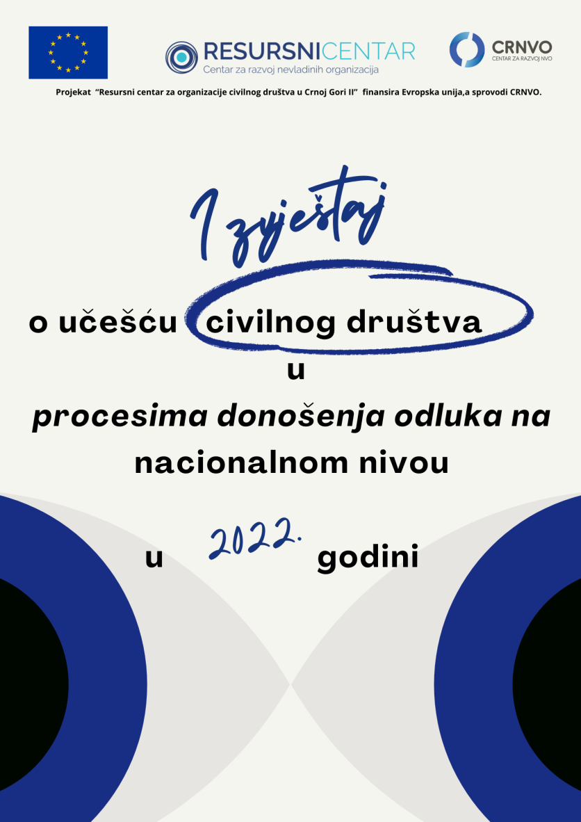 O UČeŠĆu Civilnog DruŠtva U Procesima DonoŠenja Odluka Na Nacionalnom Nivou U 2022. Godini (document (a4))