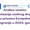 Analiza učešća organizacija civilnog društva u procesu Evropske integracije u 2022. godini